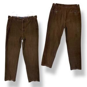 Brooks Brothers Corduroy Pants Clark Flat Front Dark Brown Pin Wale Sz 36/34(32)